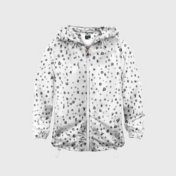 Ветровка с капюшоном детская Паттерн латиница, цвет: 3D-белый