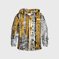 Ветровка с капюшоном детская Cyberpunk pattern yellow, цвет: 3D-белый