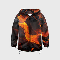 Ветровка с капюшоном детская Огонь и лава - текстура, цвет: 3D-черный