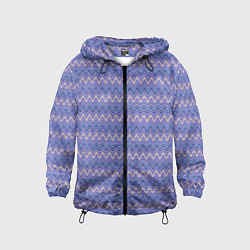 Ветровка с капюшоном детская Нежный сине-сиреневый волнистые полосы, цвет: 3D-черный