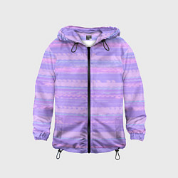 Ветровка с капюшоном детская Нежный сиреневый полосатый, цвет: 3D-черный