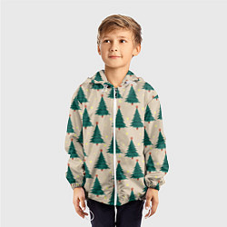 Ветровка с капюшоном детская Новогодняя ель, цвет: 3D-белый — фото 2