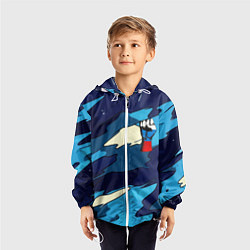 Ветровка с капюшоном детская Синий камуфляж русская сила, цвет: 3D-белый — фото 2