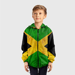 Ветровка с капюшоном детская Jamaica flag, цвет: 3D-черный — фото 2