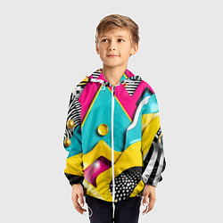 Ветровка с капюшоном детская Праздничная абстракция, цвет: 3D-белый — фото 2