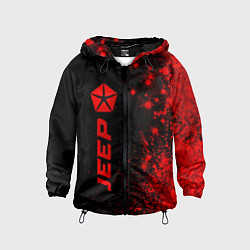 Ветровка с капюшоном детская Jeep - red gradient по-вертикали, цвет: 3D-черный