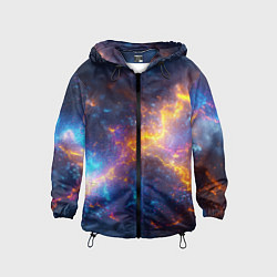 Ветровка с капюшоном детская Космическая текстура фон, цвет: 3D-черный