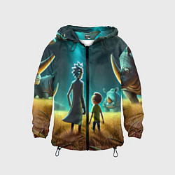 Детская ветровка Морти и Рик на планете носорогов - неоновое свечен