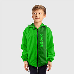 Ветровка с капюшоном детская Sport зелёный с полосой, цвет: 3D-черный — фото 2