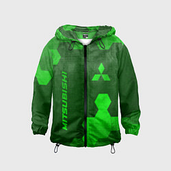 Ветровка с капюшоном детская Mitsubishi - green gradient вертикально, цвет: 3D-черный