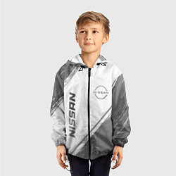Ветровка с капюшоном детская Nissan - white gradient вертикально, цвет: 3D-черный — фото 2