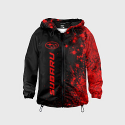 Ветровка с капюшоном детская Subaru - red gradient по-вертикали, цвет: 3D-черный