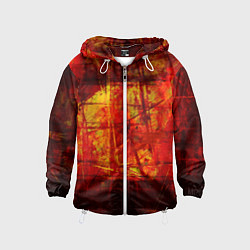 Ветровка с капюшоном детская Абстракция - red grunge tear, цвет: 3D-белый