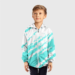 Ветровка с капюшоном детская The color is light blue and white, цвет: 3D-белый — фото 2