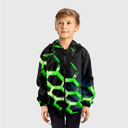 Ветровка с капюшоном детская Neon Honeycombs, цвет: 3D-черный — фото 2