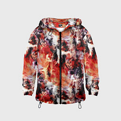 Ветровка с капюшоном детская Огненные перья, цвет: 3D-черный