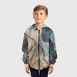 Ветровка с капюшоном детская Абстракция с песком и водой, цвет: 3D-черный — фото 2