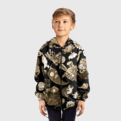 Ветровка с капюшоном детская Растения против зомби в бежевом цвете, цвет: 3D-черный — фото 2
