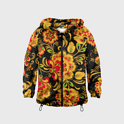 Ветровка с капюшоном детская Хохлома - роспись, цвет: 3D-черный