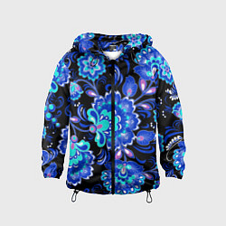 Ветровка с капюшоном детская Хохлома негатив, цвет: 3D-черный