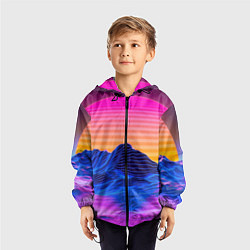 Ветровка с капюшоном детская Неоновый закат, цвет: 3D-черный — фото 2