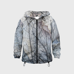 Ветровка с капюшоном детская Прожилки листьев, цвет: 3D-черный