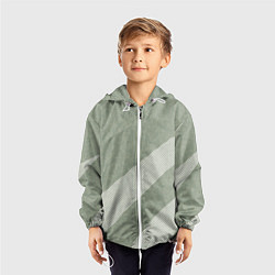 Ветровка с капюшоном детская Светлый серо-зелёный абстрактный, цвет: 3D-белый — фото 2