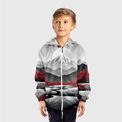 Ветровка с капюшоном детская Белые горы и красные деревья, цвет: 3D-белый — фото 2