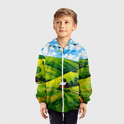 Ветровка с капюшоном детская Русская деревенька, цвет: 3D-белый — фото 2