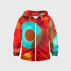 Ветровка с капюшоном детская Оптическая абстракция с кругами, цвет: 3D-белый