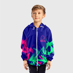 Ветровка с капюшоном детская Nirvana fire neon, цвет: 3D-белый — фото 2