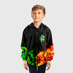 Ветровка с капюшоном детская Амонг ас огненная текстура, цвет: 3D-черный — фото 2