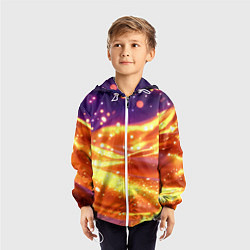 Ветровка с капюшоном детская Золотая волнистая текстура, цвет: 3D-белый — фото 2