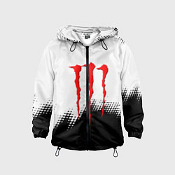 Ветровка с капюшоном детская Monster energy чёрно белые краски, цвет: 3D-черный