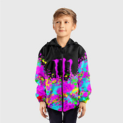Ветровка с капюшоном детская Monster energy краски неоновые, цвет: 3D-черный — фото 2