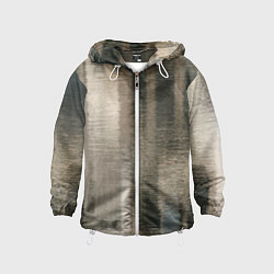 Ветровка с капюшоном детская Размытые серо-бежевые полосы, цвет: 3D-белый