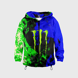 Ветровка с капюшоном детская Monster energy кислотный огонь, цвет: 3D-черный