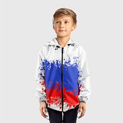 Ветровка с капюшоном детская Флаг России в виде хаотичных пятен, цвет: 3D-черный — фото 2