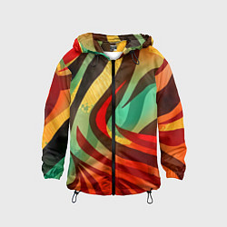 Ветровка с капюшоном детская Жаркая полосатая абстракция, цвет: 3D-черный