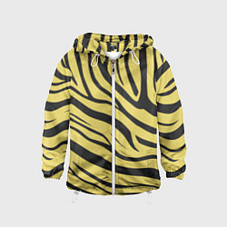 Ветровка с капюшоном детская Светлый тигровый паттерн, цвет: 3D-белый