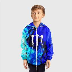 Ветровка с капюшоном детская Monster energy синий дым, цвет: 3D-белый — фото 2