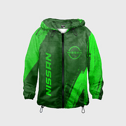 Ветровка с капюшоном детская Nissan - green gradient вертикально, цвет: 3D-черный