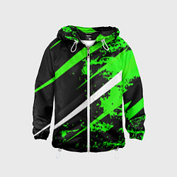 Ветровка с капюшоном детская Color black and green, цвет: 3D-белый