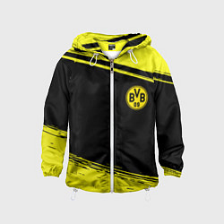 Ветровка с капюшоном детская Borussia жёлтые полосы, цвет: 3D-белый