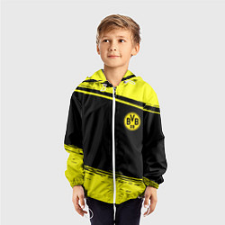 Ветровка с капюшоном детская Borussia жёлтые полосы, цвет: 3D-белый — фото 2