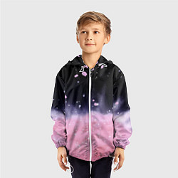 Ветровка с капюшоном детская Розовая текстура с лепестками, цвет: 3D-белый — фото 2