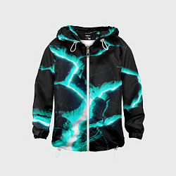 Ветровка с капюшоном детская Color light blue black, цвет: 3D-белый