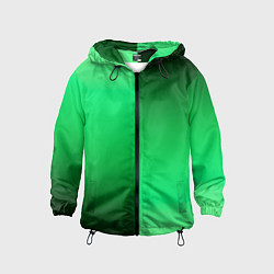 Ветровка с капюшоном детская Чёрно-зелёный градиент пополам, цвет: 3D-черный