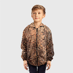 Ветровка с капюшоном детская Светлый коричневый абстрактная текстура, цвет: 3D-черный — фото 2
