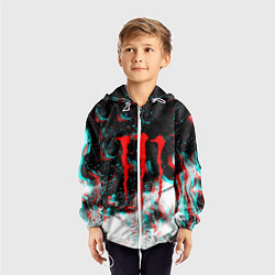 Ветровка с капюшоном детская Monster energy огонь глитч, цвет: 3D-белый — фото 2